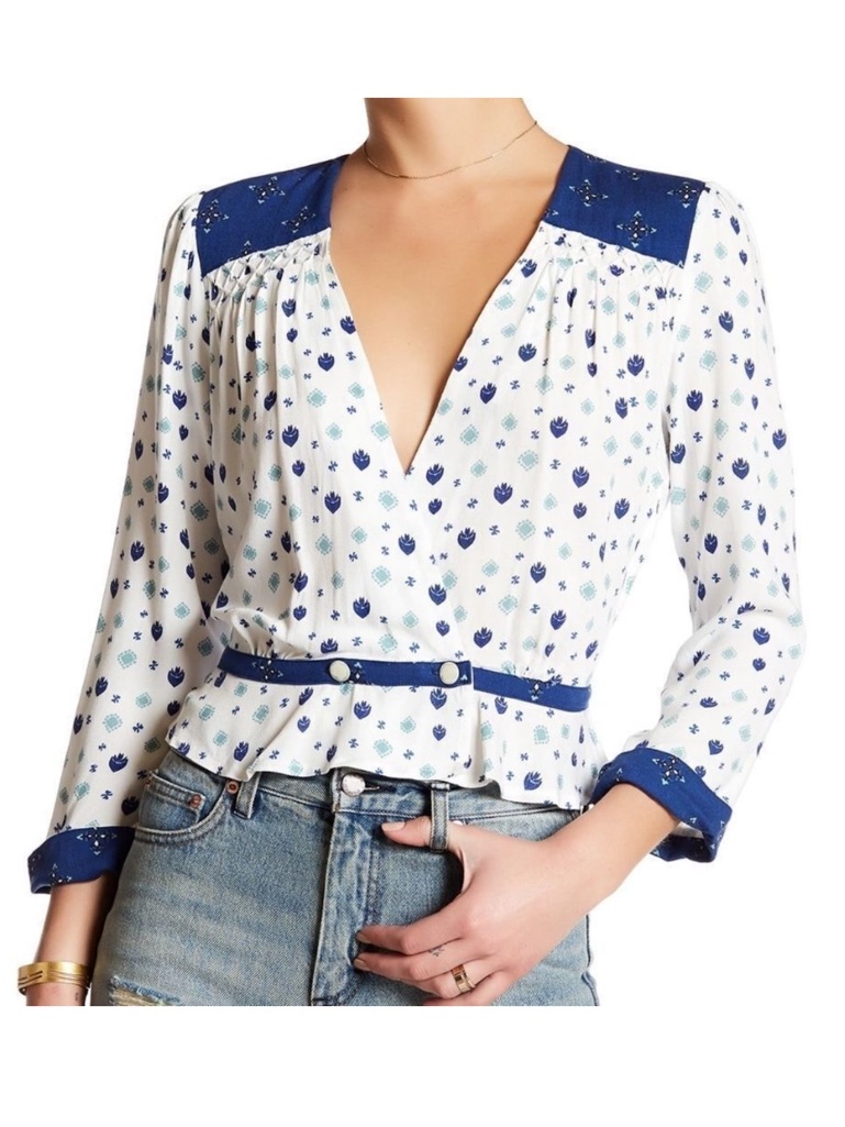 Free People Where We Roam Surplice Top S